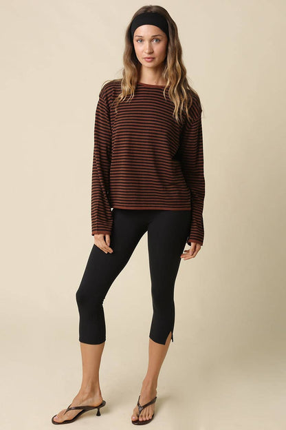 Sideline Stripe Sweater | Brown + Black