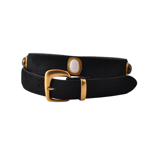 Suede Gemstone Belt | Black
