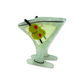 Glass martini glass with a olive and cherry on a white background