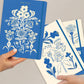 Blue Flower Bouquet Sewn Trio Notebook Set