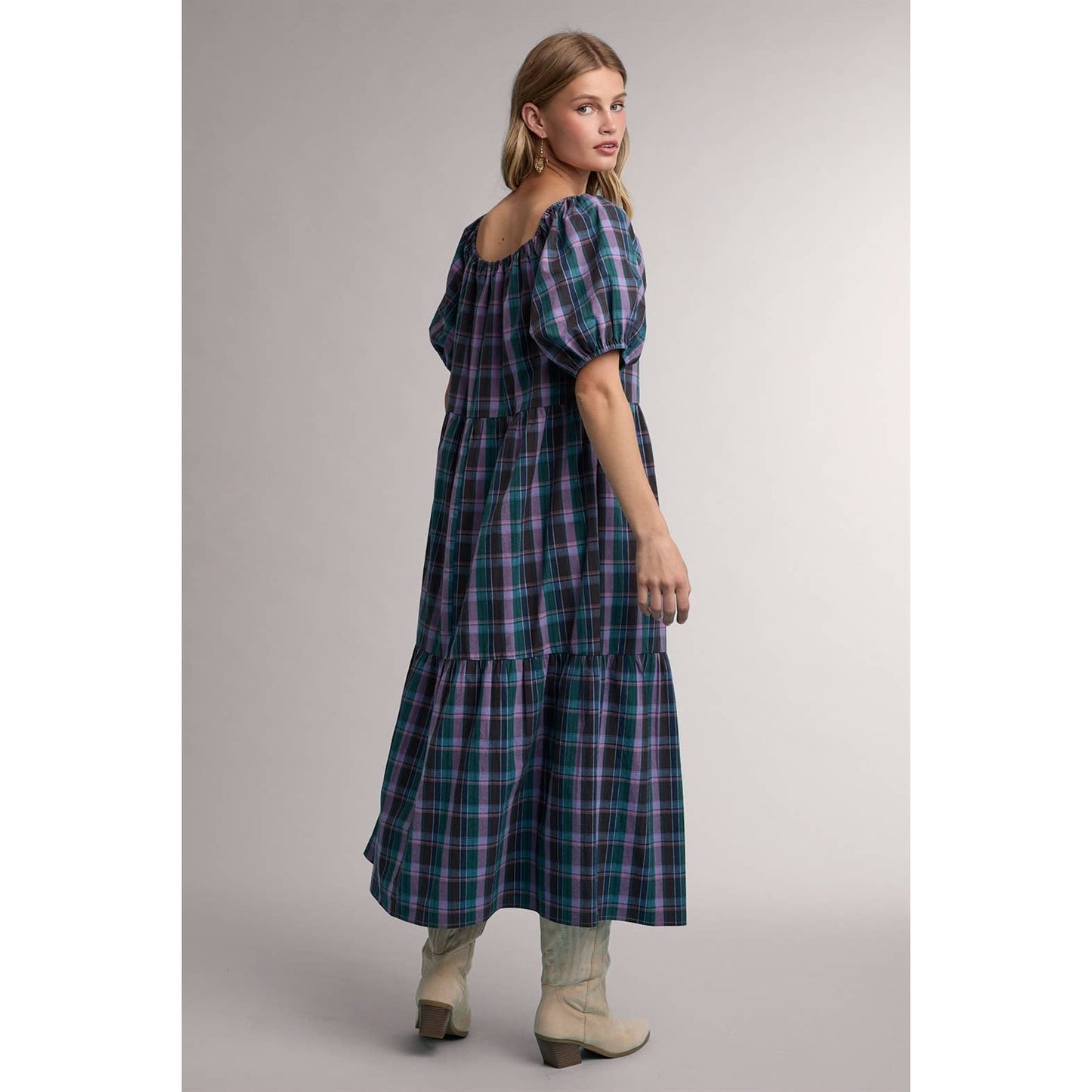 Berry Pickin' Plaid Midi Dress