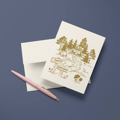 A-Frame Cabin Birthday Card