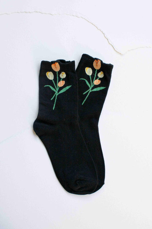 Tulip Bloom Socks | Black