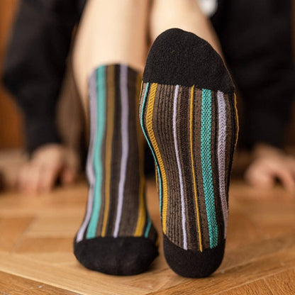 Bold Vertical Striped Socks | Black