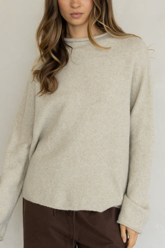 Piper Mock Neck Sweater | Beige
