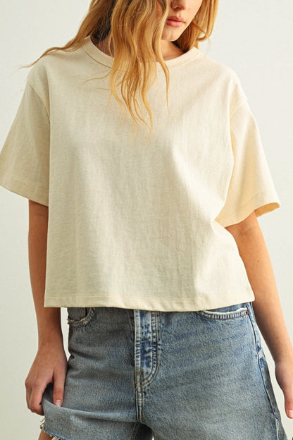 Weekend Boxy Crop Tee | Oatmeal