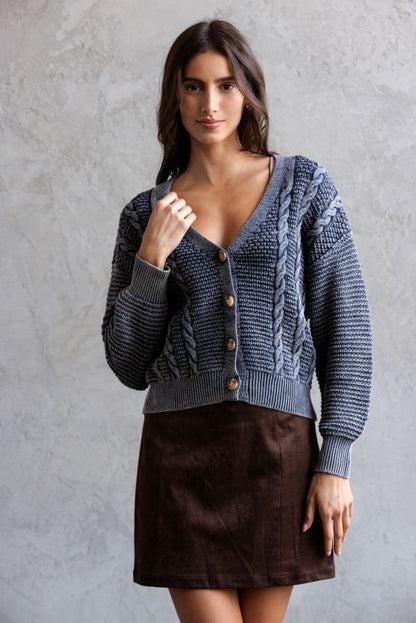 Midnight Cable Knit Cardigan