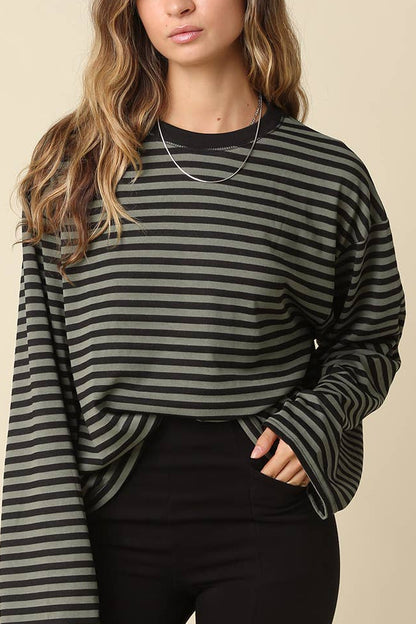 Stripe Lounge Top | Olive + Black