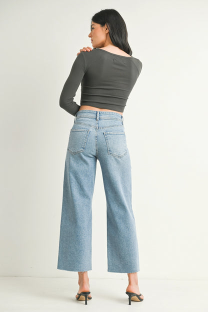Wide Leg Utility Denim | Light Wash