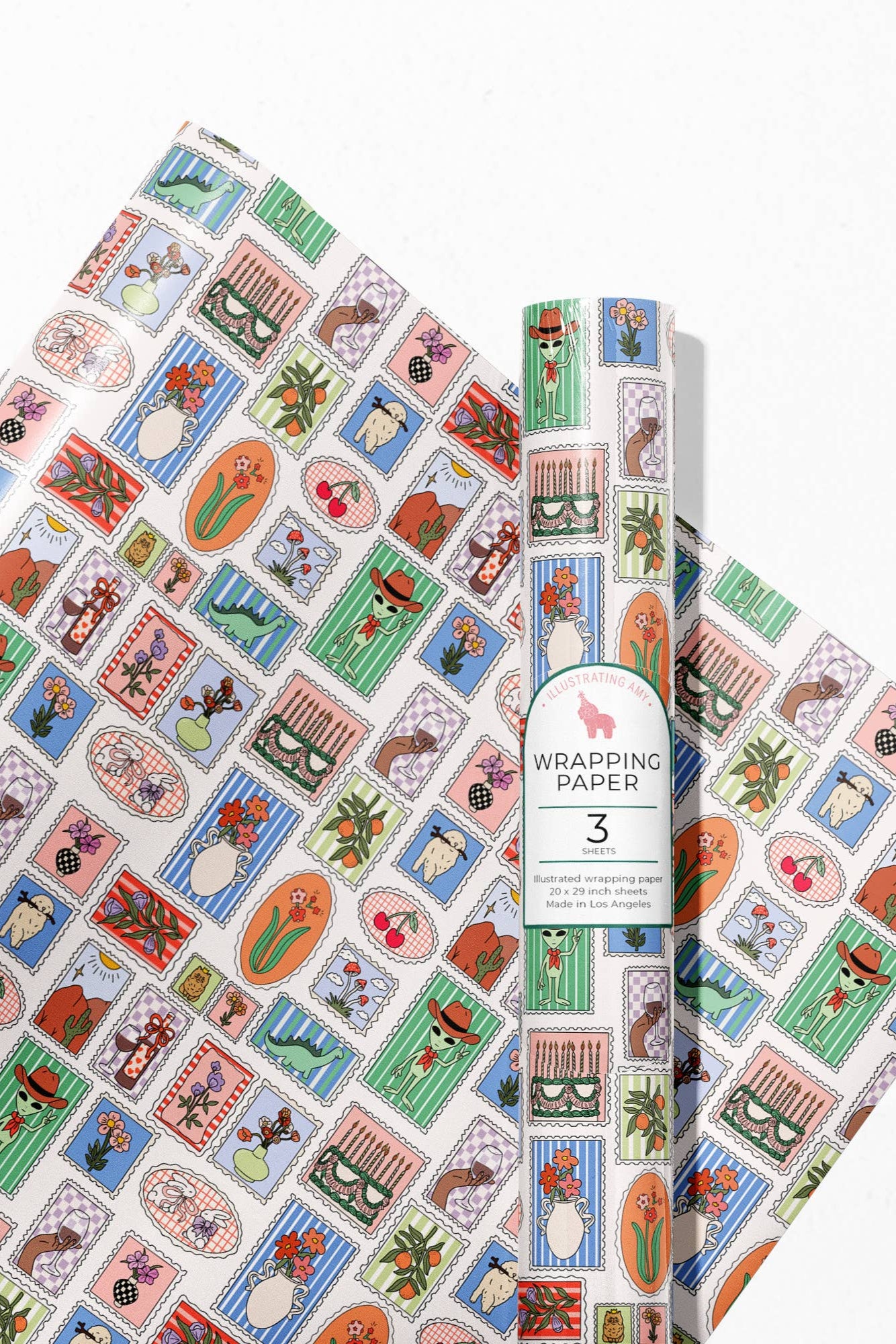 Stamp Print Rolled Gift Wrap