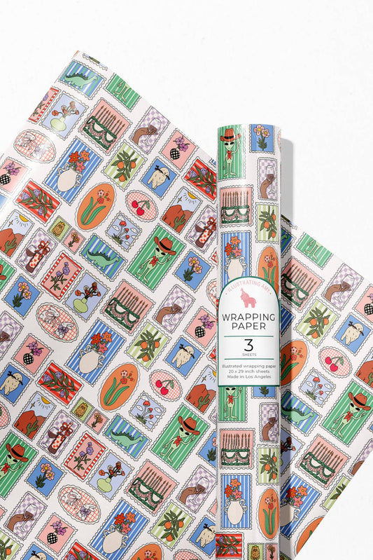 Stamp Print Rolled Gift Wrap