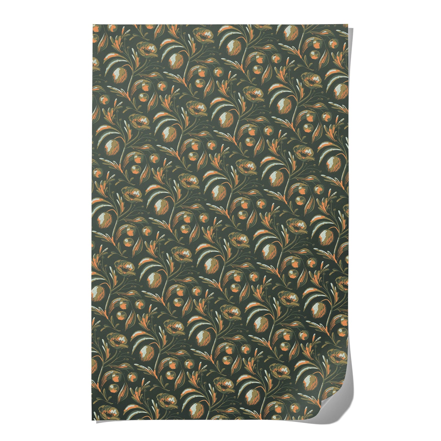Midnight Flowers Rolled Gift Wrap