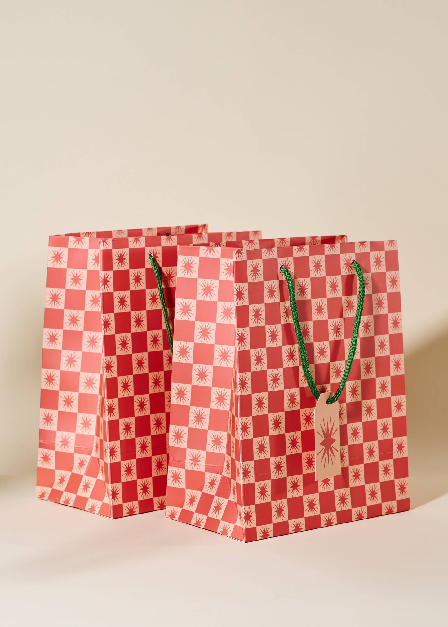 Red Star Checked Gift Bag | Medium
