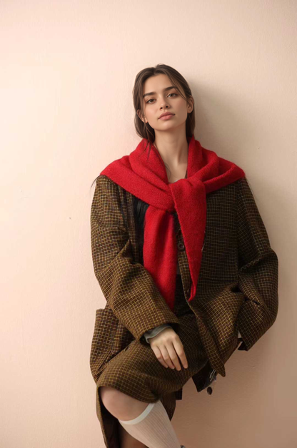 Soft Knit Triangle Scarf | Brown