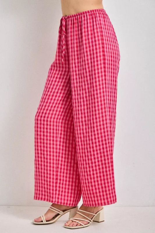 Summer Crush Gingham Pants | Fuchsia | Extended