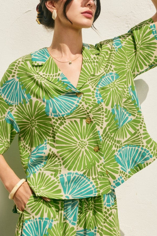 Tropic Twirl Button Up Top