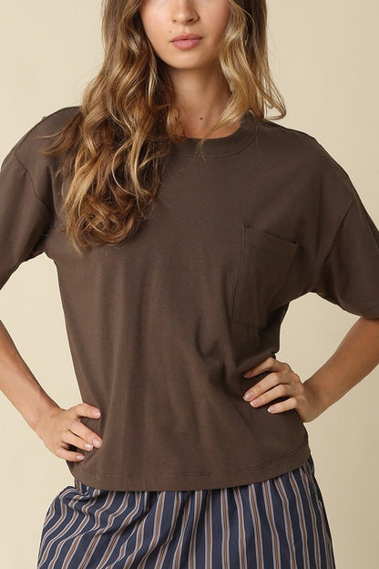 Breezy Relaxed Tee | Washed Brown