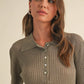 Metallic Ribbed Sweater Shirt