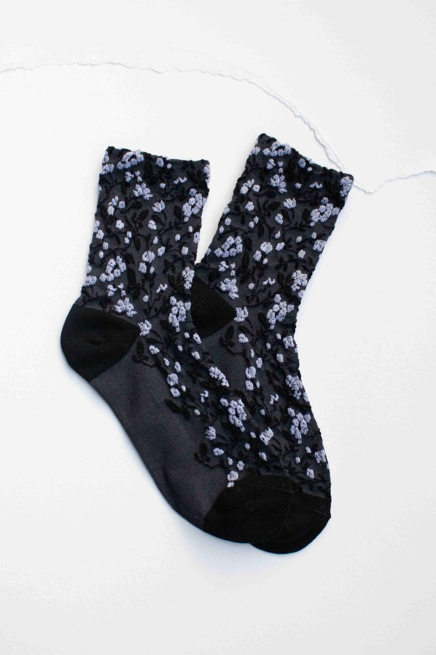 Floral Textured Socks | Denim