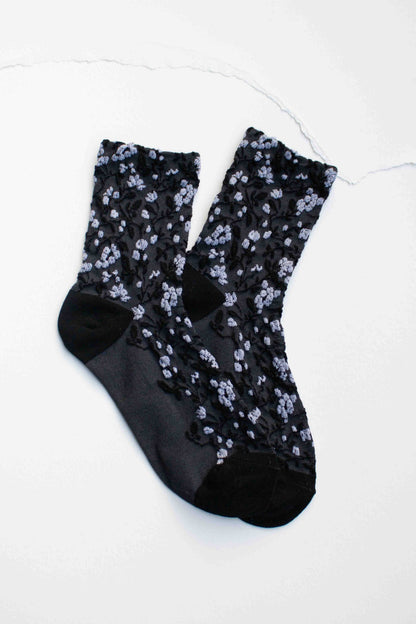 Floral Textured Socks | Sky