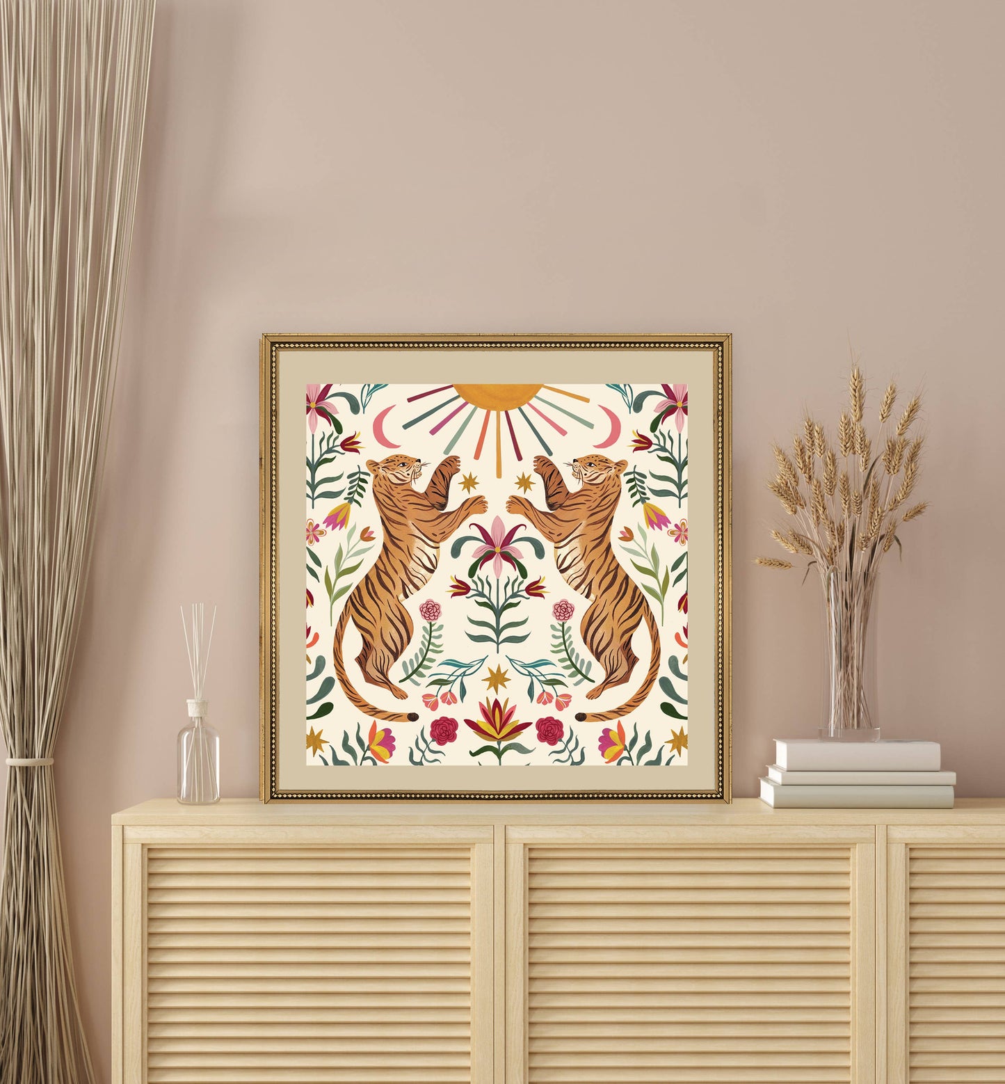 Folk Tiger Art Print | 12x12