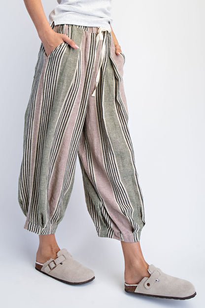Cloud Nine Lantern Pants | Olive Stripe