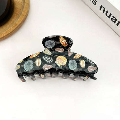 Collage Seashell Hair Claw | Black Marble