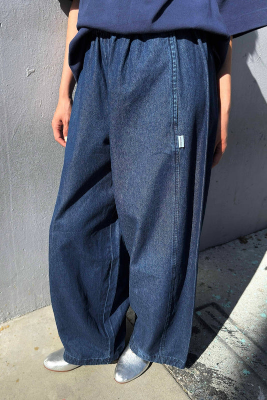 Pull On Parachute Pants | Denim Blue