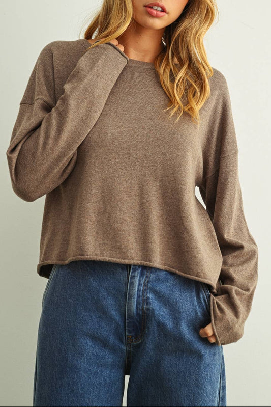 Essential Rolled Hem Sweater | Mocha