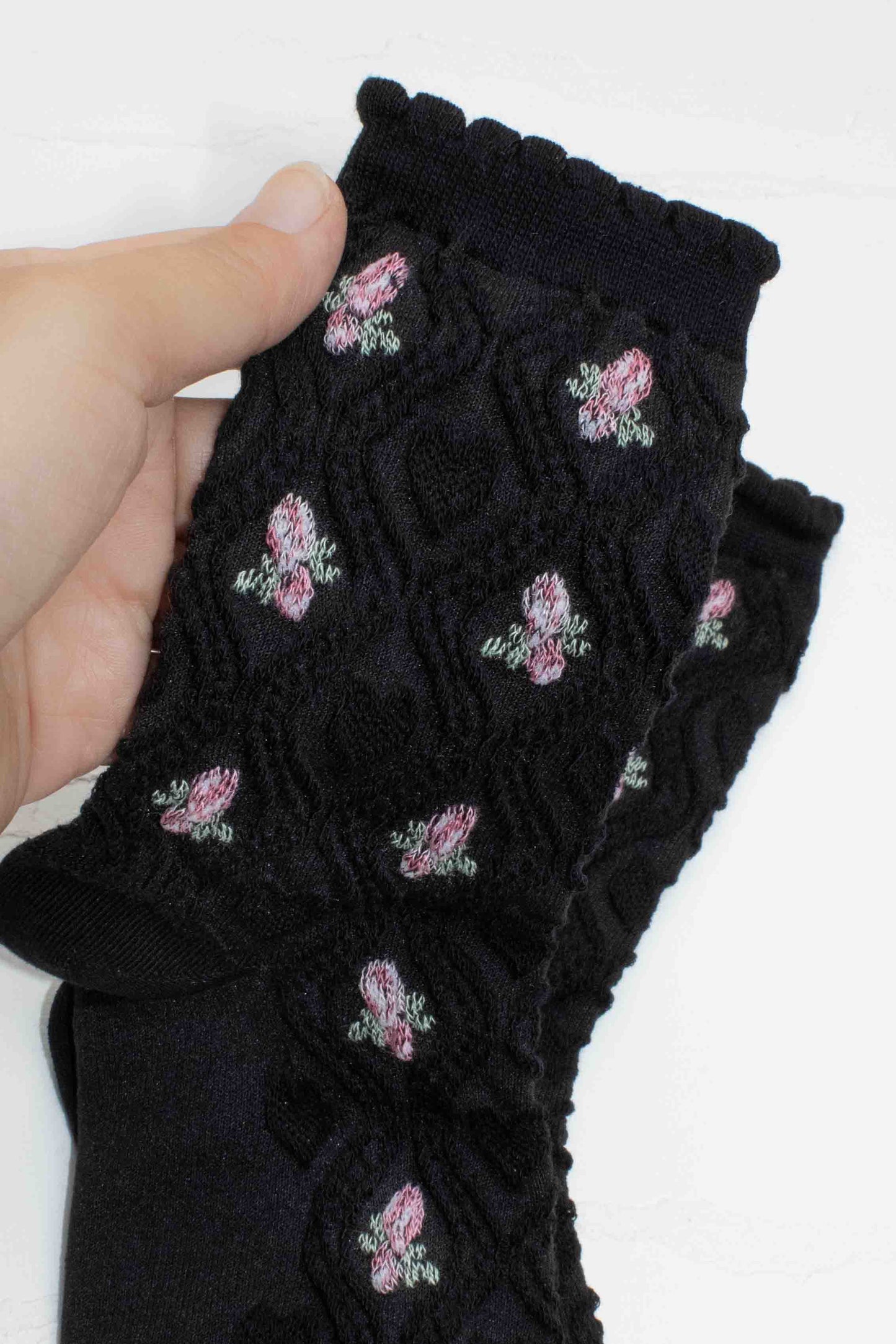 Floral Cable Socks | Ivory