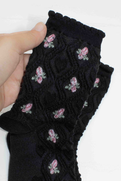 Floral Cable Socks | Powder Pink