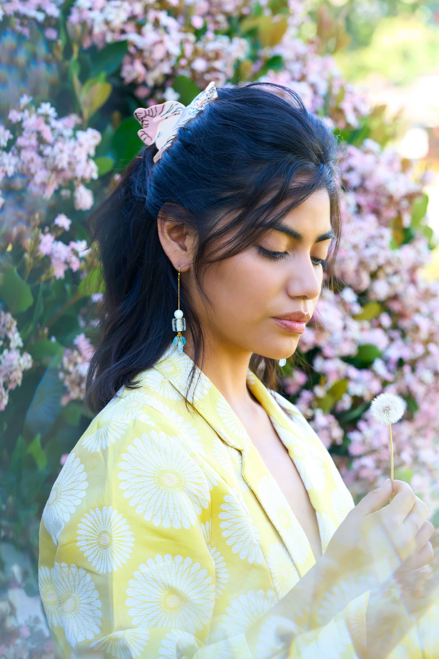 Sayde Dangle Earrings | Aquamarine + Freshwater Pearl