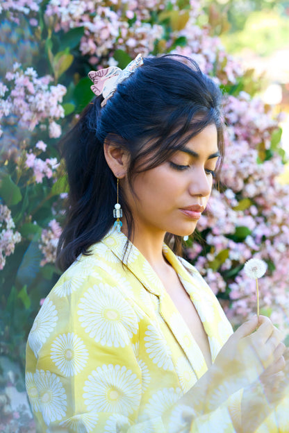 Sayde Dangle Earrings | Aquamarine + Freshwater Pearl