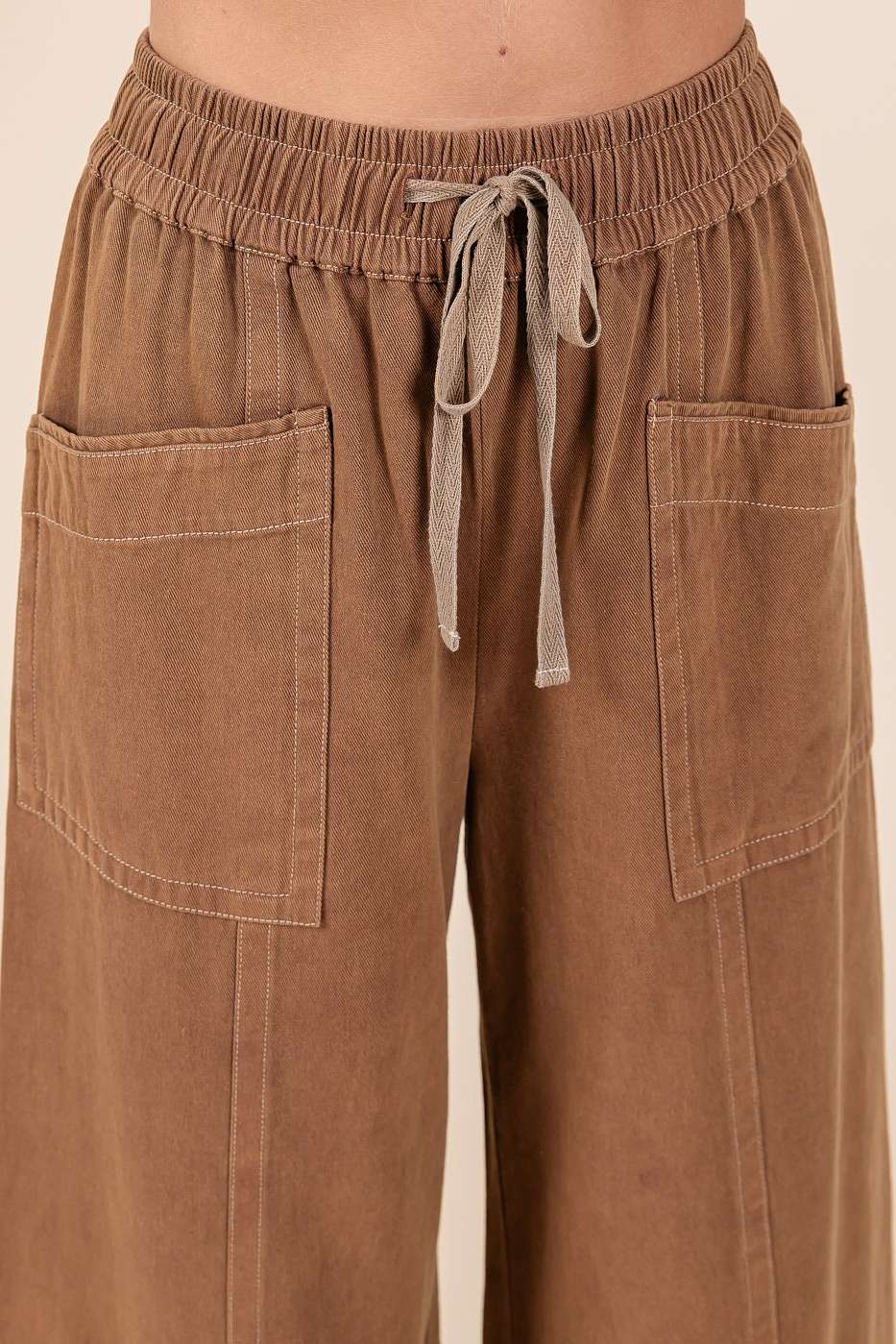 Mineral Wash Wide Leg Pants | Cocoa