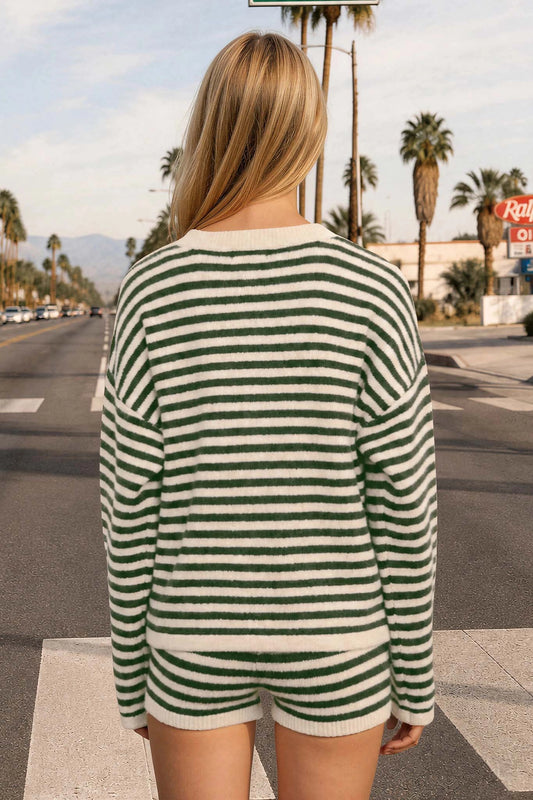Contrast Stripe Cardigan | Hunter Green