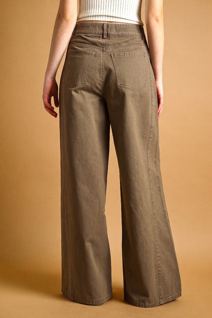 Washed Wide-Leg Pants | Espresso