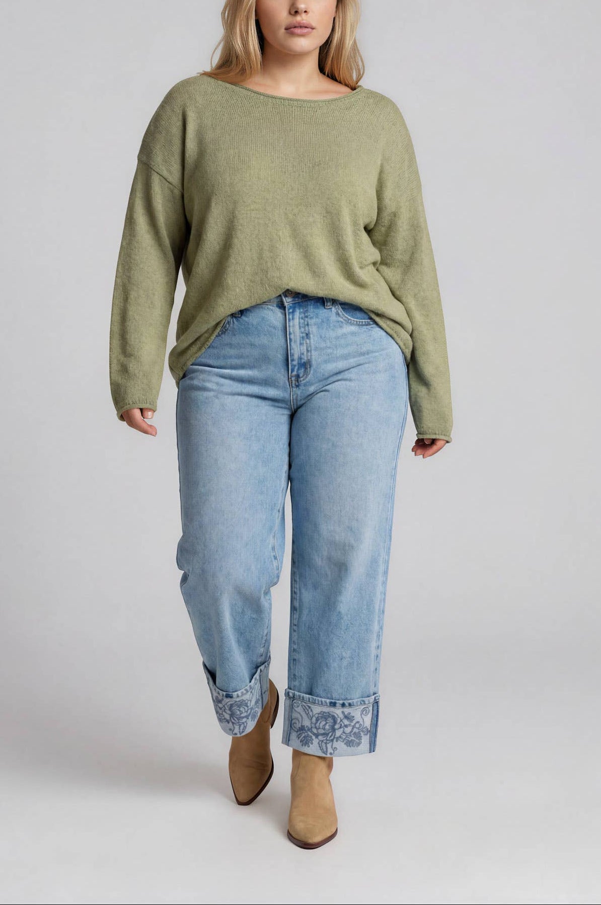 Rollneck Knit Sweater | Olive | Extended