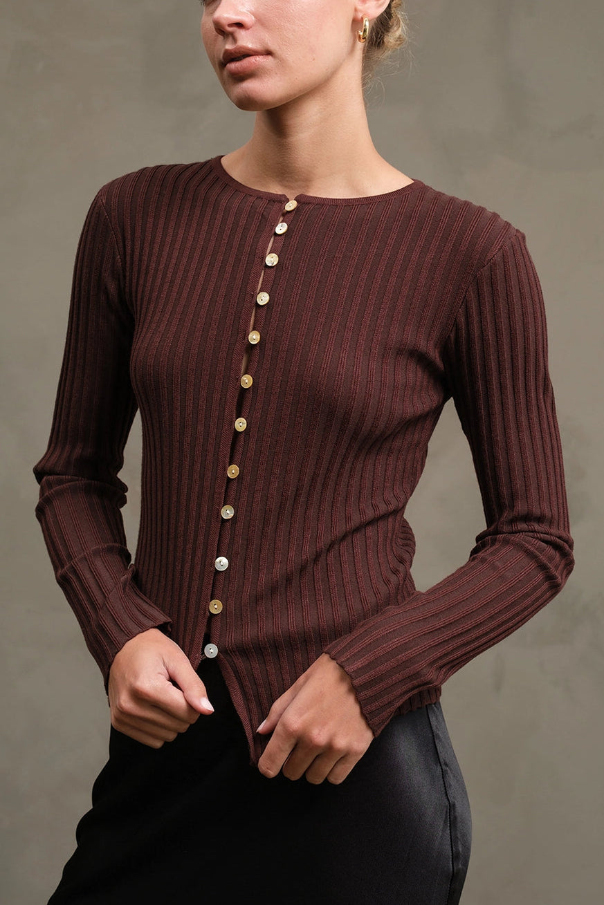Need Space Long Sleeve Top | Brown