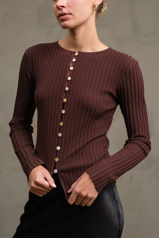 Need Space Long Sleeve Top | Brown