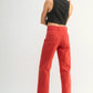 Wide Leg Utility Jeans | Cranberry