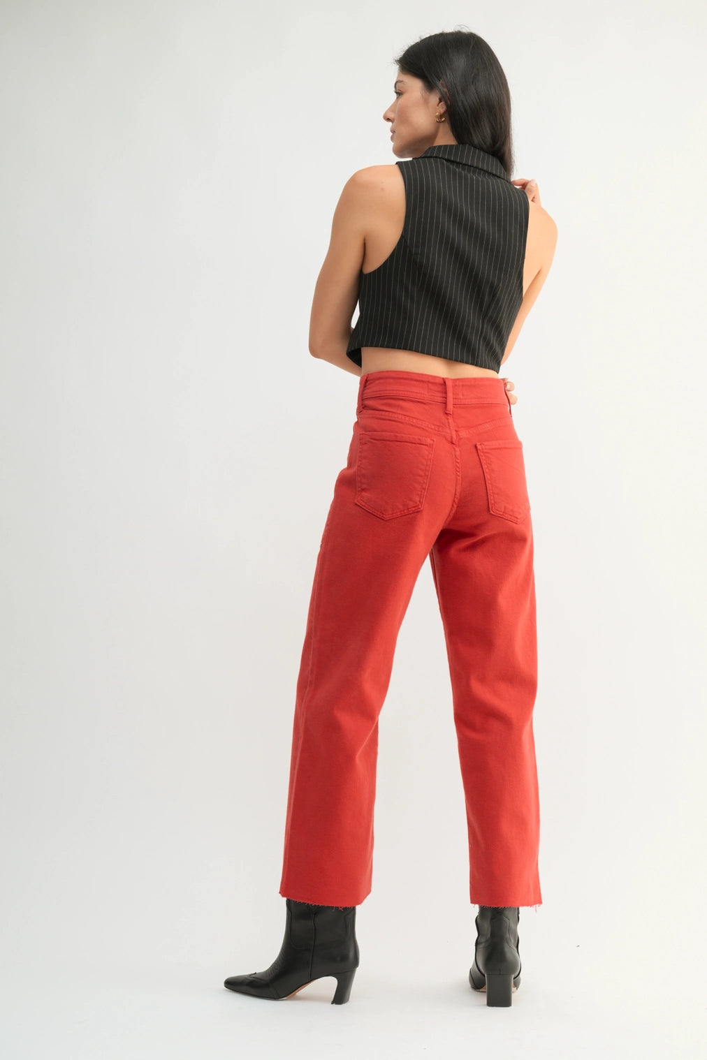 Wide Leg Utility Jeans | Cranberry