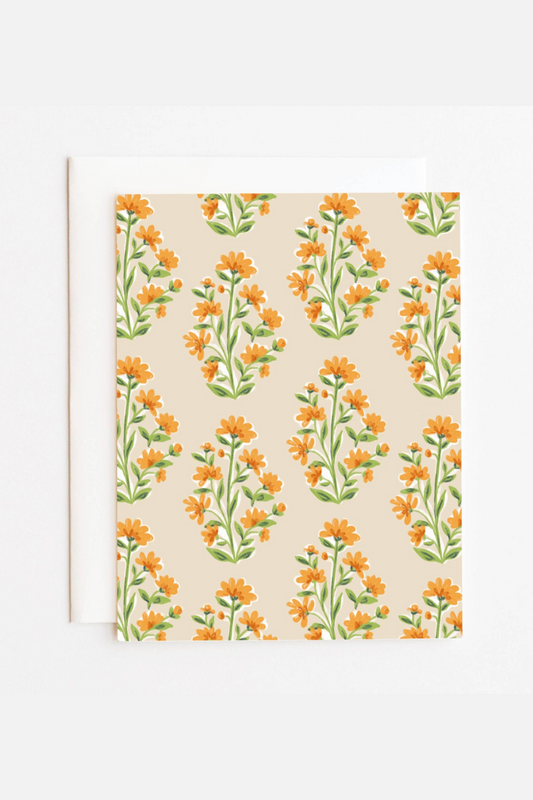 Floral Block Print Card 