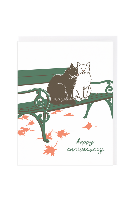 Cats on a Bench Anniversary Card