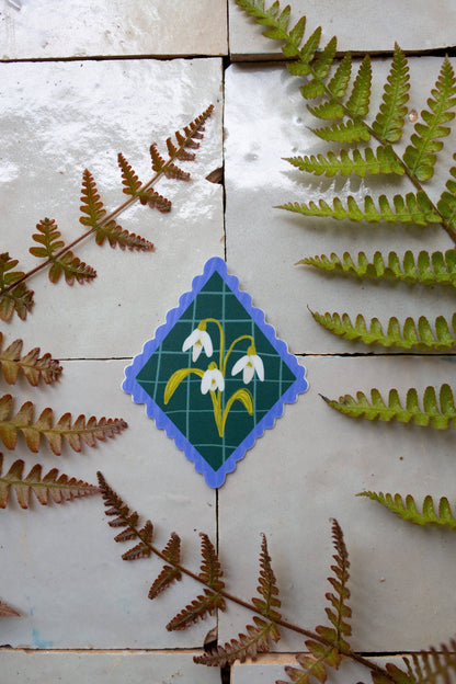 Scallop Framed Snowdrop Sticker