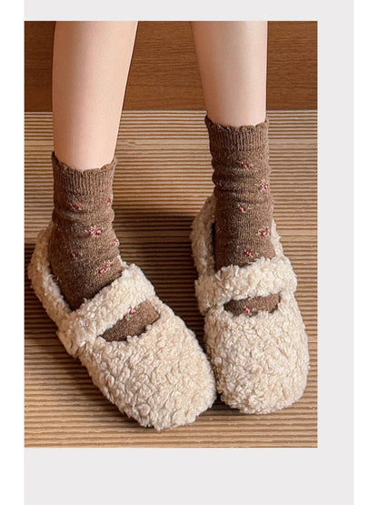 Tiny Ditsy Floral Winter Socks | Coffee