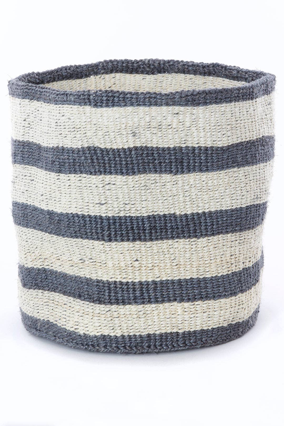 Sisal Basket with Dove Gray Stripes