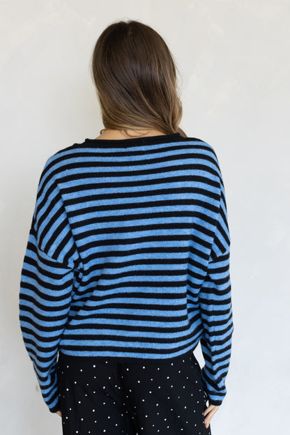 Piper Striped Pullover Sweater | Blue Combo