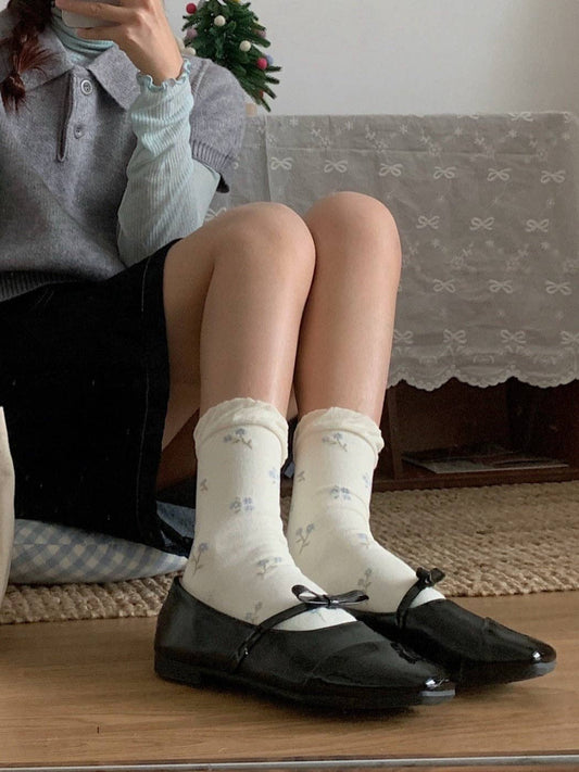 Tiny Blooms Socks | White