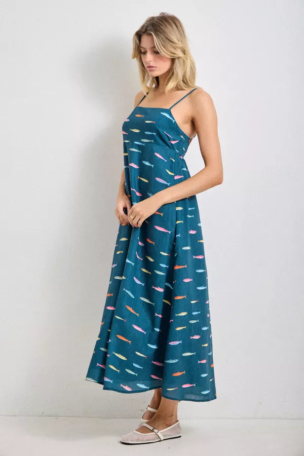 Gone Fishin' Midi Dress | Dark Teal | Extended