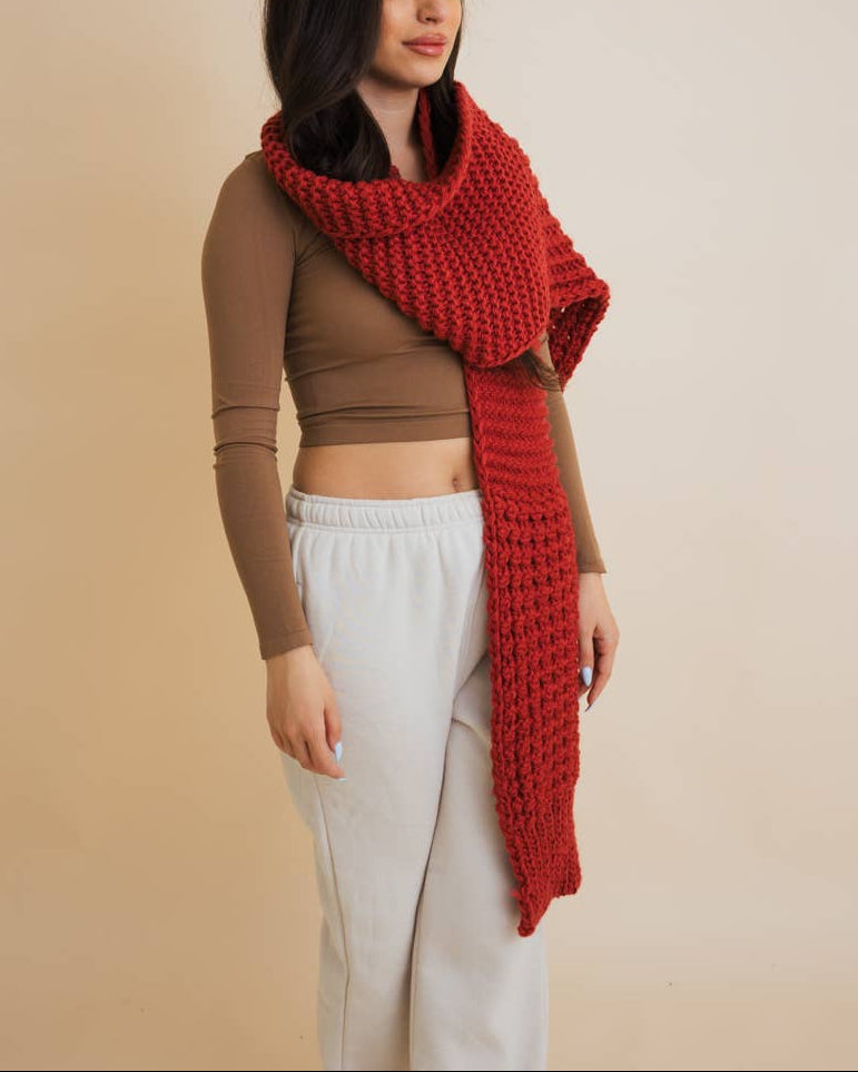 Waffle Knit Scarf | Raspberry